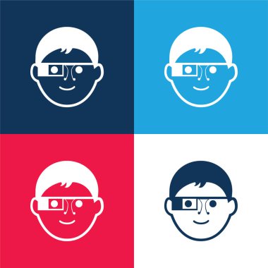 Google Gözlüklü Çocuk mavi ve kırmızı en az dört renk simgesi