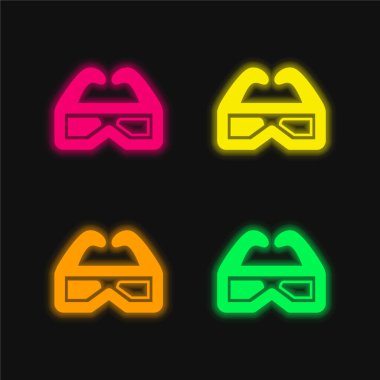 Sinema için 3d Gözlük Parlak neon vektör simgesi