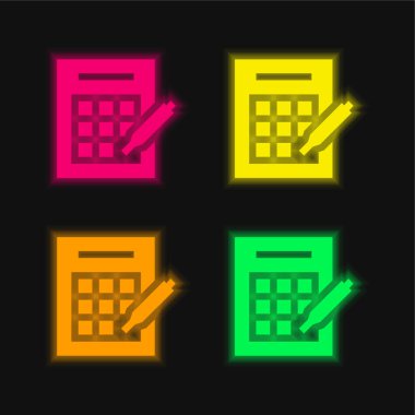 Bingo parlayan dört renkli neon vektör simgesi