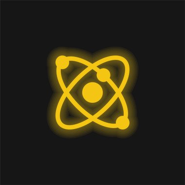 Atomic Structure yellow glowing neon icon clipart