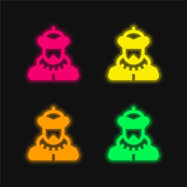 Baron dört renkli parlak neon vektör simgesi