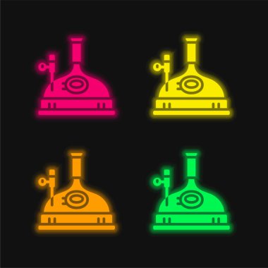 Dört renk parlayan neon vektör simgesi