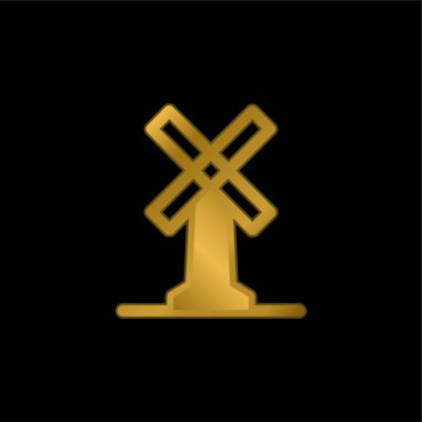 Büyük Yel değirmeni altın kaplama metalik simge veya logo vektörü