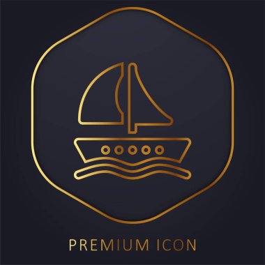 Tekne altın çizgisi prim logosu veya simgesi
