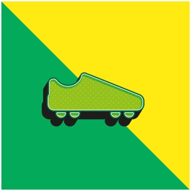 Amerikan Futbolu Siyah Ayakkabı Yeşil ve Sarı 3D vektör simgesi