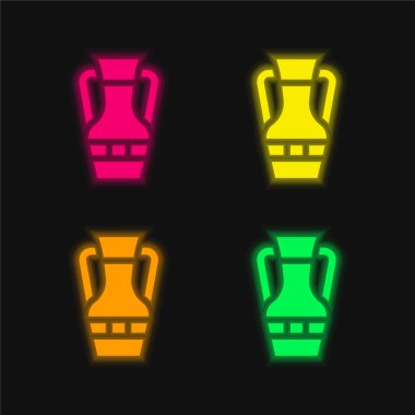 Amforo dört renk parlayan neon vektör simgesi