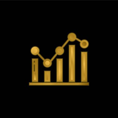 Bar Graph gold plated metalic icon or logo vector clipart