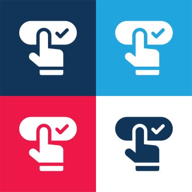 Booking blue and red four color minimal icon set clipart
