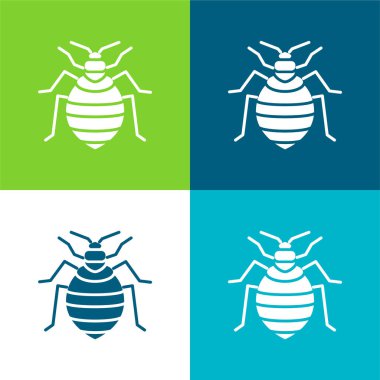Bed Bug Düz 4 renk en küçük simge seti
