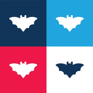 Bat blue and red four color minimal icon set clipart