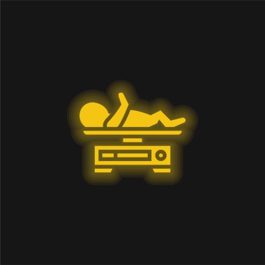 Bebek ağırlığı sarı parlak neon simgesi