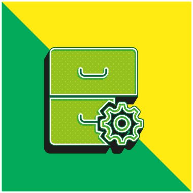 Arşiv Yeşil ve Sarı 3D modern vektör simgesi logosu