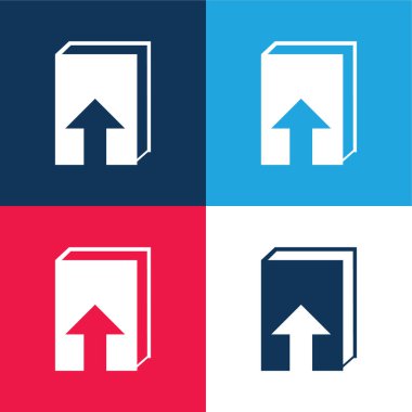 Kitap mavi ve kırmızı dört renk en küçük simge seti