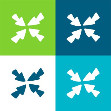 Merkeze Oklar Düz Düz 4 renk en az simge kümesi