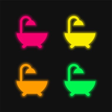 Dört renk parlayan neon vektör simgesi