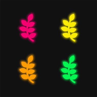 Parlayan dört renk neon vektör simgesi