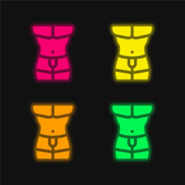 Body four color glowing neon vector icon clipart