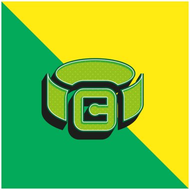 Kemer Yeşil ve Sarı Modern 3D vektör simgesi logosu