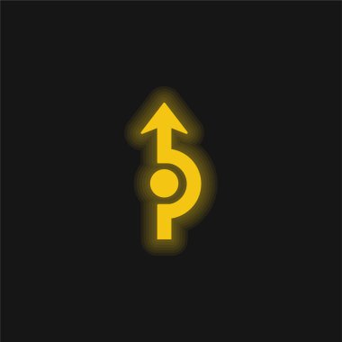 Bir Çemberin Çevresinde Kıvrımlı Ok Sarı Parlak Neon simgesi