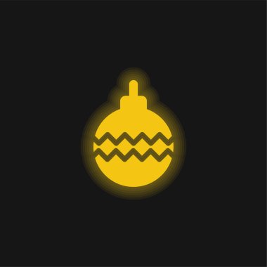 Bauble yellow glowing neon icon clipart