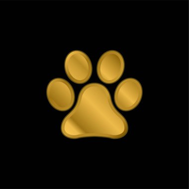 Animal Paw Print gold plated metalic icon or logo vector clipart
