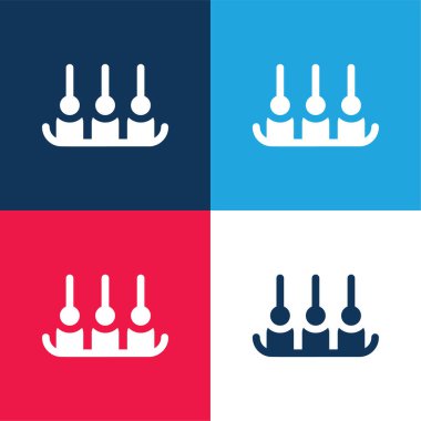 İştah açıcı mavi ve kırmızı dört renk minimal simge kümesi