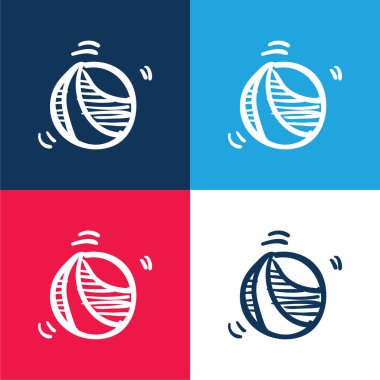 Bouncing Ball Toy blue and red four color minimal icon set clipart