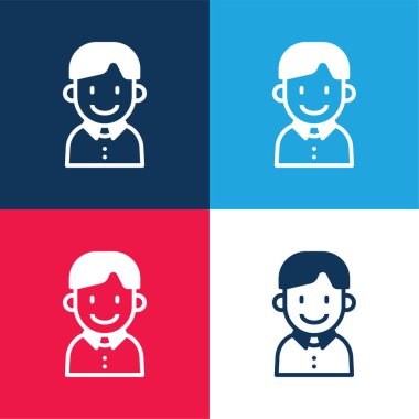 Boy blue and red four color minimal icon set clipart