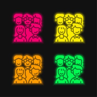 Ancestors four color glowing neon vector icon clipart