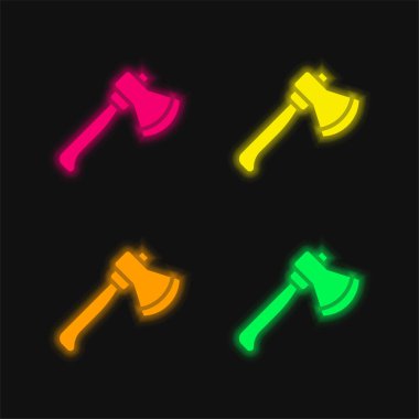 Axe dört renk parlayan neon vektör simgesi