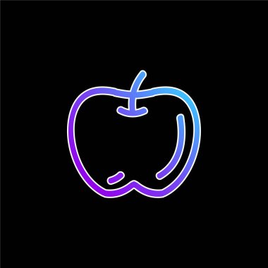 Apple Hand Fruit Outline mavi gradyan vektör simgesi