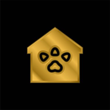 Animal Shelter gold plated metalic icon or logo vector clipart