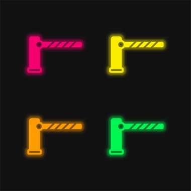Bariyer dört renk parlayan neon vektör simgesi