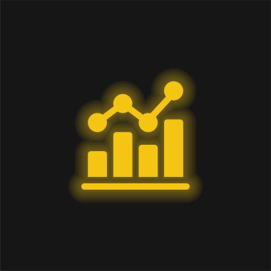 Çubuk Grafik sarı parlak neon simgesi