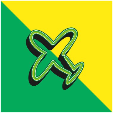 Uçak El Çizimi Yeşil ve Sarı 3D vektör simgesi