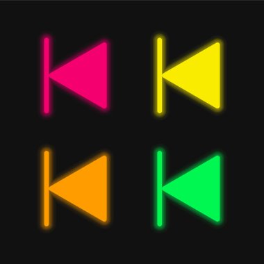 Geriye doğru parlayan dört renk neon vektör simgesi