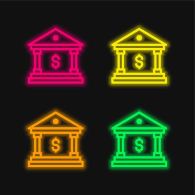 Dört renk parlayan neon vektör simgesini kaydet