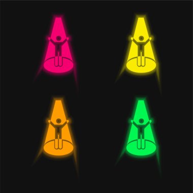Abducted Man four color glowing neon vector icon clipart