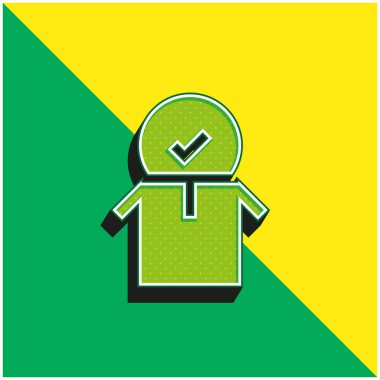 Onaylanmış yeşil ve sarı modern 3d vektör simgesi logosu