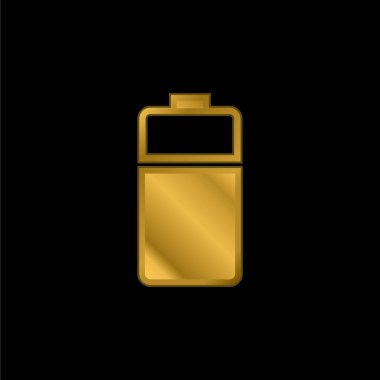 Pil altın kaplamalı metalik simge veya logo vektörü