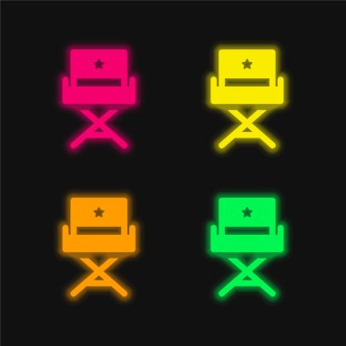 Aktör dört renk parlayan neon vektör simgesi