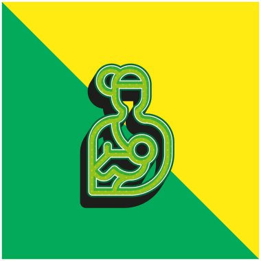 Emzirme Yeşil ve sarı modern 3D vektör simgesi logosu