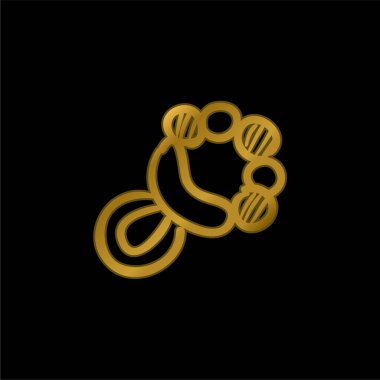 Bebek Tıkırtısı Müzik Aracı Altın kaplama metalik simge veya logo vektörü