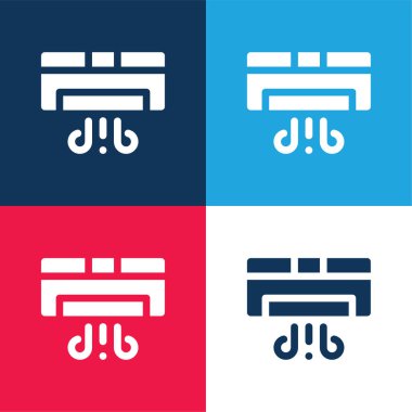 Klima mavi ve kırmızı dört renk minimal simgesi seti