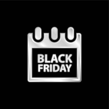 Black Friday silver plated metallic icon clipart