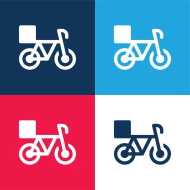 Bisiklet mavi ve kırmızı dört renk en az simge kümesi