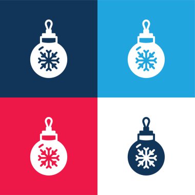 Bauble mavi ve kırmızı dört renk en düşük simge kümesi