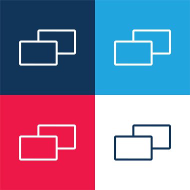 2 Squares blue and red four color minimal icon set clipart