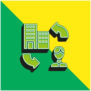 B2c Yeşil ve sarı 3d modern vektör simgesi logosu