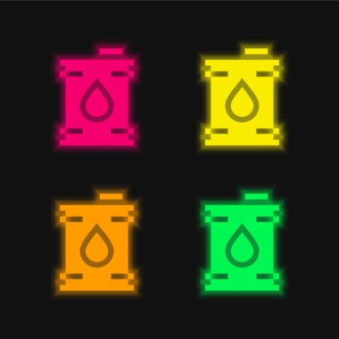 Barrel four color glowing neon vector icon clipart